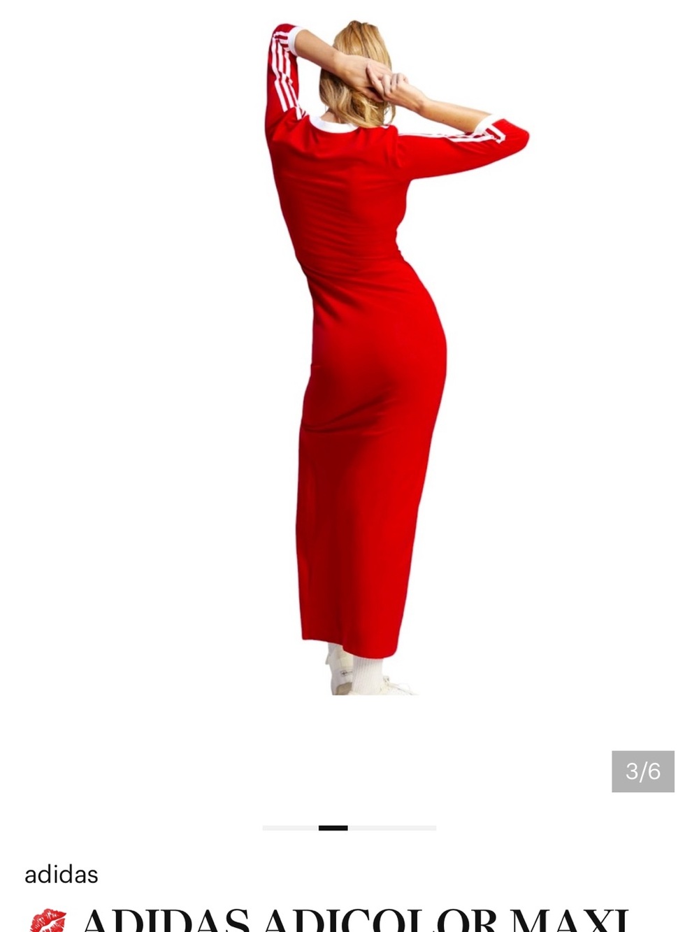 adidas Red Maxi Dress with White Trim - Picture 2 of 6
